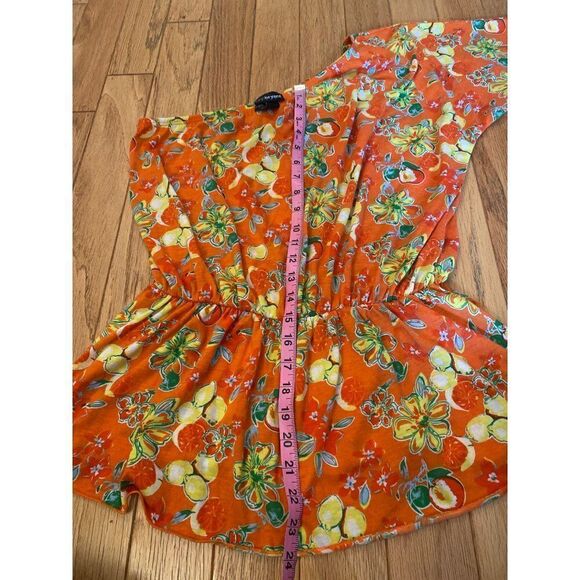 Lane Bryant women's orange floral off the shoulder elastic waist top size 14/16W - Picture 7 of 7